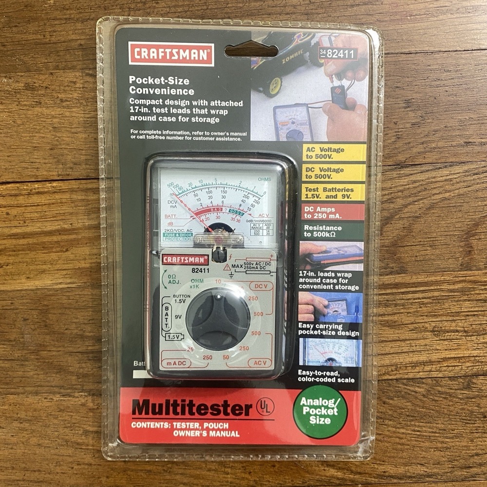 NEW Sears‎ Craftsman Nos Analog Pocket Multi tester 82411 W/ Test Leads